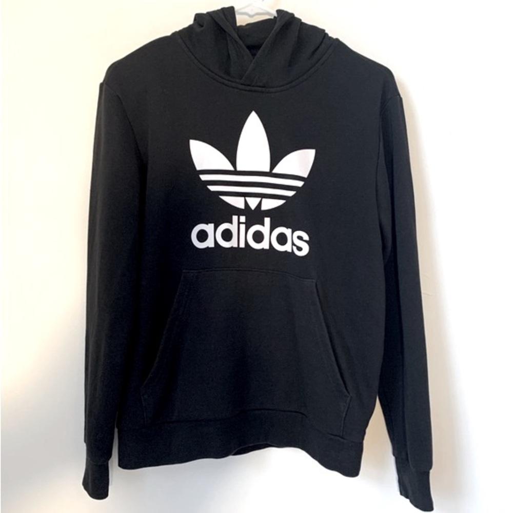 Adidas Trefoil Black Hoodie Large Youth or Women Small